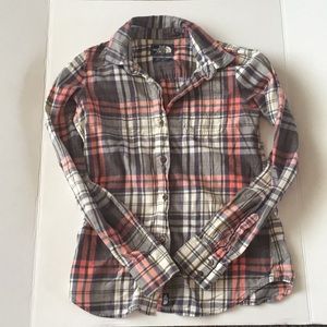 The North Face plaid button down shirt. Size xs